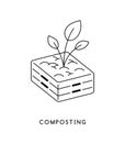 Composting waste recycle concept line icon