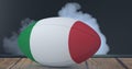 Compostion of rugby ball of italy flag on black background with white smoke Royalty Free Stock Photo