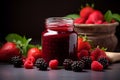 Compote in jar with berry mix