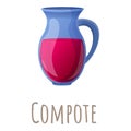 Compote jug icon, cartoon style