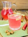 Compote from rhubarb in glassful and jug