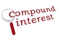 Compound interest with magnifiying glass