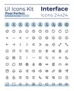 Comprehensible and simple looking pixel perfect linear ui icons set Royalty Free Stock Photo