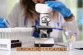 Comprehensive Analysis of Microscopes and Growth Hormones Conducted in a Laboratory Environment Royalty Free Stock Photo