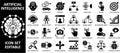 Comprehensive artificial intelligence icon set for diverse applications Royalty Free Stock Photo