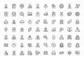 Diverse set of 60 line icons depicting people, business, and technology concepts finance communication Royalty Free Stock Photo
