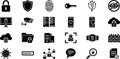 Cyber Security and Data Protection Glyph Icons Set Royalty Free Stock Photo