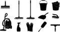 Cleaning Supplies Silhouette Collection Royalty Free Stock Photo