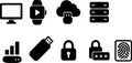 digital hardware security silhouette icons vector pack Royalty Free Stock Photo