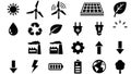 Sustainable Energy, Environment, and Industry Vector Icons Set Royalty Free Stock Photo