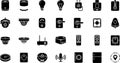 Smart Home Technology Icons Set - Black and White Vector Graphics Royalty Free Stock Photo