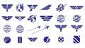 Aviation and Global Travel Vector Icons Set Royalty Free Stock Photo