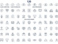 Comprehensive collection of cloud computing, technology, data processing, and seo icons Royalty Free Stock Photo