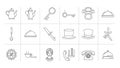 Vintage and Classic Outline Icons Collection - Retro Objects Line Art Set Royalty Free Stock Photo