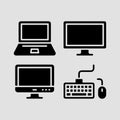 A comprehensive collection of essential computer hardware and peripheral device icons Royalty Free Stock Photo