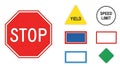Road and Traffic Signs Collection with Blank Templates Royalty Free Stock Photo