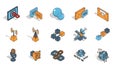 Isometric Communication and Network Technology Icons Set Royalty Free Stock Photo