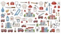 Essential Community Services and Professions Flat Icons Set Royalty Free Stock Photo