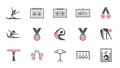 Gymnastics Sport and Competition Flat Icons Set Royalty Free Stock Photo