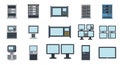 Flat Design IT Hardware and Server Vector Icons Set Royalty Free Stock Photo