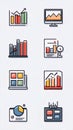 Business and Financial Data Analysis Icon Set with Charts and Graphs Royalty Free Stock Photo