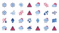 Winter Weather and Hazard Warning Flat Vector Icons Set Royalty Free Stock Photo
