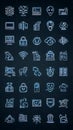 Neon Tech and Information Technology Icon Set - Futuristic Glowing Blue Line Art Royalty Free Stock Photo