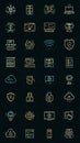 Cyber Security and Futuristic Digital Technology Line Icon Set Royalty Free Stock Photo