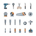 Set of Various Hand and Power Tools for Construction and Carpentry Royalty Free Stock Photo