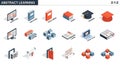 Isometric E-Learning and Education Icons Set Royalty Free Stock Photo