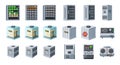 Isometric Server Room and Data Center Equipment Icons Set Royalty Free Stock Photo