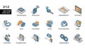 Modern Business and Digital Technology Isometric Icons Set Royalty Free Stock Photo