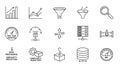 Data Analytics, Business Intelligence, and Performance Metrics Line Icons Set Royalty Free Stock Photo