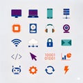 Technology and Information Technology Flat Icon Set Royalty Free Stock Photo