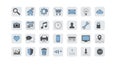 Modern Outlined Flat UI UX Icon Set Royalty Free Stock Photo