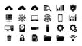 Black Technology Icon Set Cloud, Security, Storage and Network Symbols Royalty Free Stock Photo