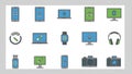 Modern Technology Devices and Digital Gadgets Line Icons Set Royalty Free Stock Photo