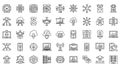 AI, Cloud Computing, and Big Data Technology Line Icons Set Royalty Free Stock Photo