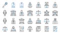 Law and Justice System Line Icons Set Royalty Free Stock Photo