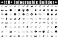 Comprehensive collection of over one hundred infographic elements including vector charts icons and business data diagrams Royalty Free Stock Photo
