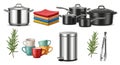 Realistic Kitchenware and Household Items Collection Royalty Free Stock Photo