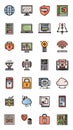 Modern Technology and Cyber Security Vector Icon Set in Hand-Drawn Style Royalty Free Stock Photo