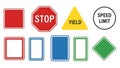 Diverse Road Signs Collection and Blank Templates Royalty Free Stock Photo
