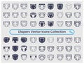 A comprehensive collection of vector icons representing various types of diapers for babies and adults Royalty Free Stock Photo