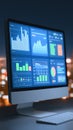 Comprehensive data visualization, exploring trends and insights through dynamic graphs on a computer monitor Royalty Free Stock Photo