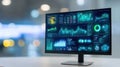 Comprehensive data visualization, exploring trends and insights through dynamic graphs on a computer monitor Royalty Free Stock Photo