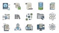 Technology and Data Security Icons Set for IT and Data Management Royalty Free Stock Photo