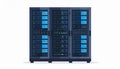 A comprehensive digital illustration depicting a massive array of interconnected data center server racks three units wide filled Royalty Free Stock Photo