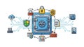 Digital Vault: Secure Data Storage and Cybersecurity Concept Illustration Royalty Free Stock Photo