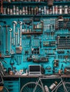 A comprehensive display of an incredible variety of hand tools, wrenches, sockets, and other mechanical equipment neatly Royalty Free Stock Photo